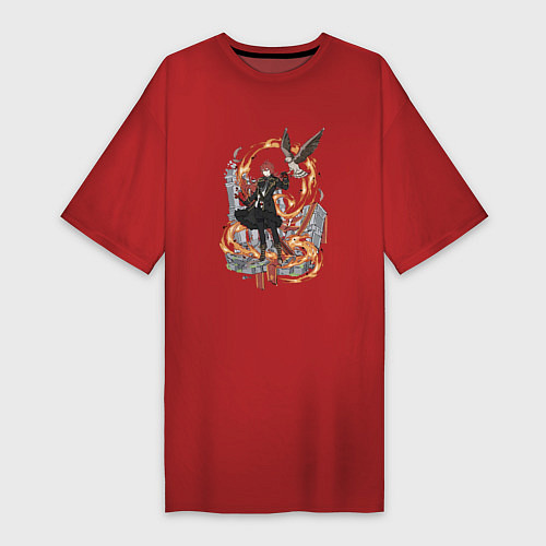 Женская футболка-платье Дилюк в деле / Красный – фото 1