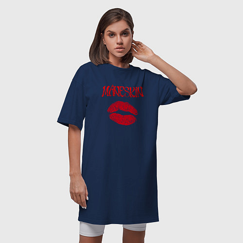 Женская футболка-платье Maneskin Монэскин Z / Тёмно-синий – фото 3