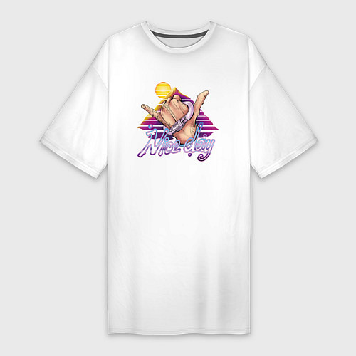 Женская футболка-платье Shaka nice day / Белый – фото 1