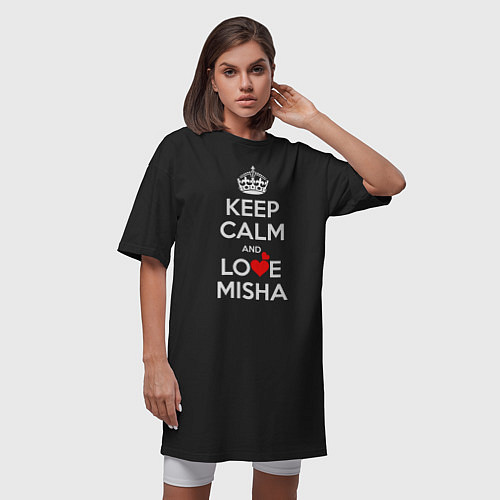 Женская футболка-платье Будь спок и люби Мишу / Черный – фото 3