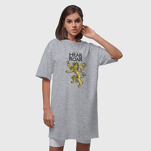 Женская футболка-платье Lannister Hear me Roar / Меланж – фото 3