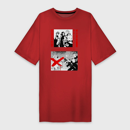 Женская футболка-платье Токийские мстители банда / Красный – фото 1
