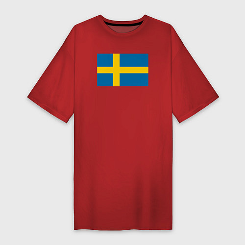 Женская футболка-платье Швеция Флаг Швеции / Красный – фото 1