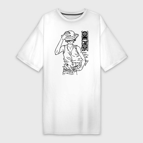 Женская футболка-платье Луффи One Piece Большой куш / Белый – фото 1