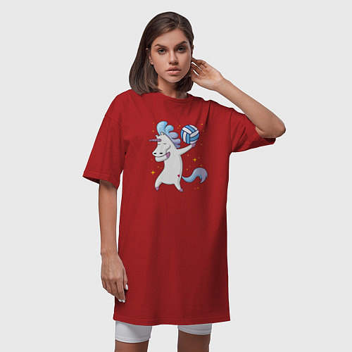 Женская футболка-платье Unicorn Volleyball / Красный – фото 3