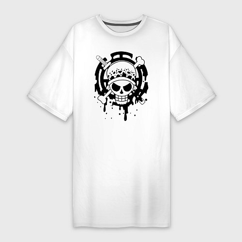 Женская футболка-платье Веселый Роджер Трафальгара Ло One Piece / Белый – фото 1