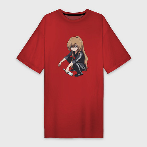 Женская футболка-платье Анигоп - спортик аниме girl / Красный – фото 1