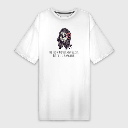 Женская футболка-платье Зомби девушка dead inside / Белый – фото 1