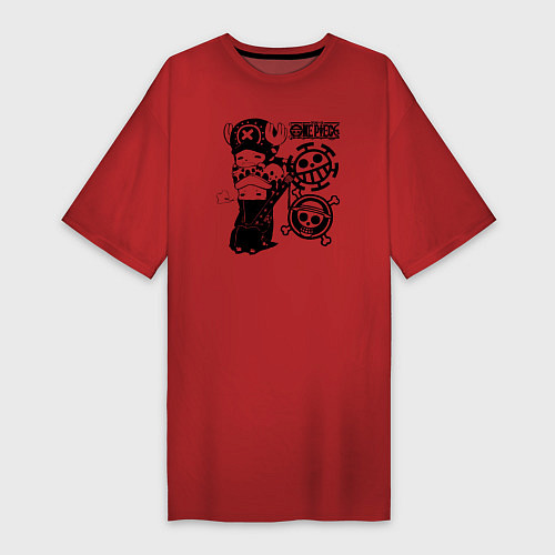 Женская футболка-платье Тони Тони Чоппер и Трафальгар Ло One Piece / Красный – фото 1