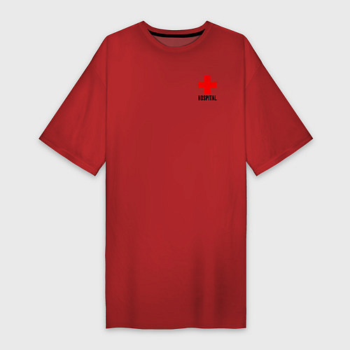 Женская футболка-платье Hospital TEXT / Красный – фото 1