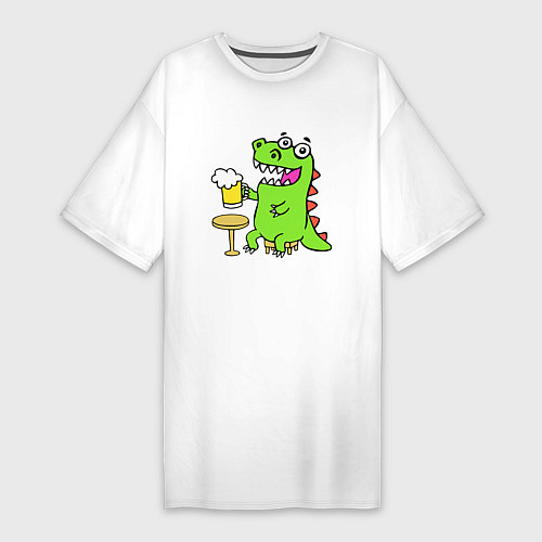 Женская футболка-платье Пивозавр / Белый – фото 1