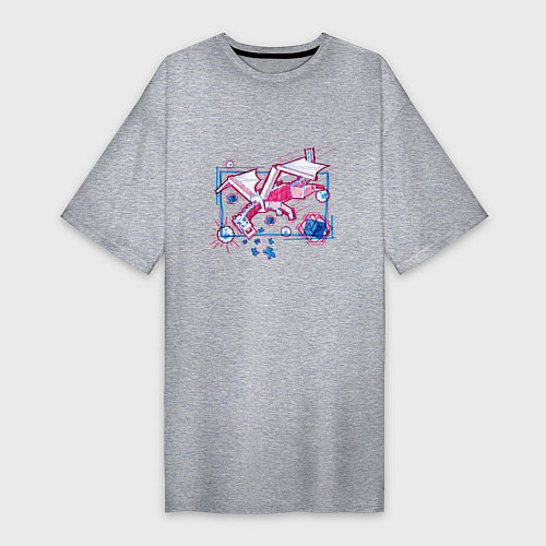 Женская футболка-платье Майнкрафт дракон края / Меланж – фото 1