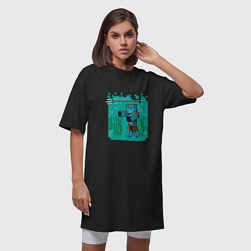 Женская футболка-платье Утопленник Drowne Майнкрафт / Черный – фото 3
