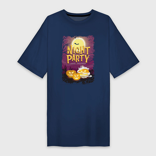 Женская футболка-платье Ночная вечеринка / Тёмно-синий – фото 1