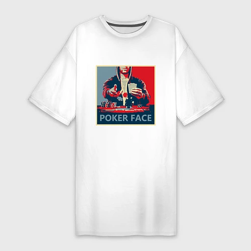 Женская футболка-платье Poker face / Белый – фото 1