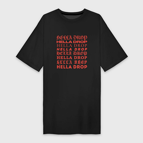 Женская футболка-платье HELLA DROP TYPO / Черный – фото 1