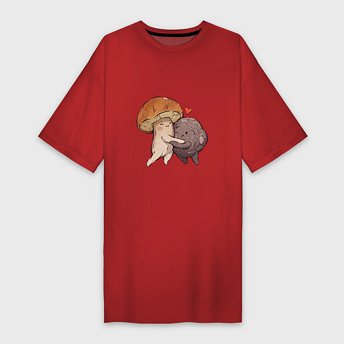Женская футболка-платье Боровик и шампиньон / Красный – фото 1