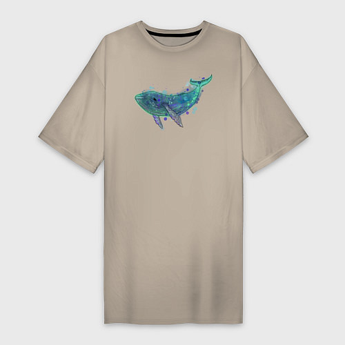 Женская футболка-платье Горбатый кит / Миндальный – фото 1
