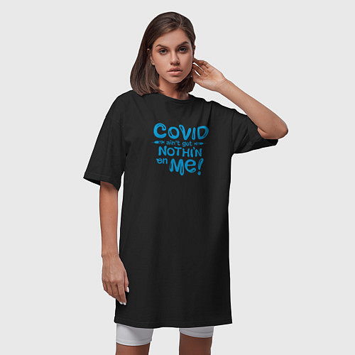 Женская футболка-платье Covid / Черный – фото 3