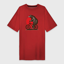 Женская футболка-платье Медведь на велосиеде