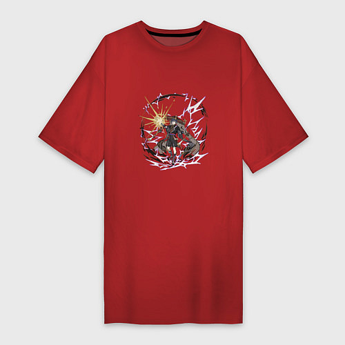 Женская футболка-платье Скарамучча в деле / Красный – фото 1