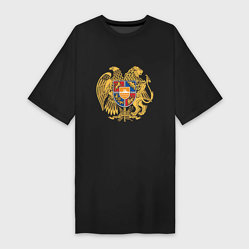 Женская футболка-платье Герб Армении Символика / Черный – фото 1