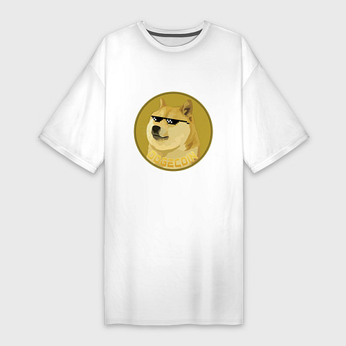 Женская футболка-платье Dogecoin / Белый – фото 1
