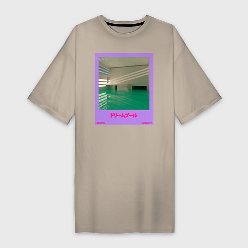Женская футболка-платье Vaporwave pool 1 / Миндальный – фото 1