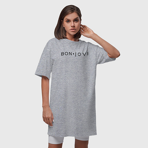 Женская футболка-платье BON JOVI БОН ДЖОВИ НА СПИНЕ / Меланж – фото 3