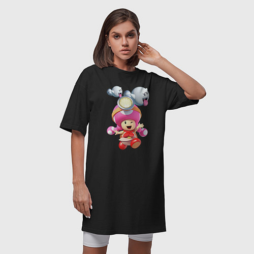 Женская футболка-платье Girl Toad / Черный – фото 3