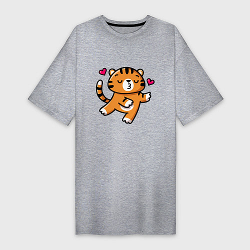 Женская футболка-платье Влюбленный тигр / Меланж – фото 1