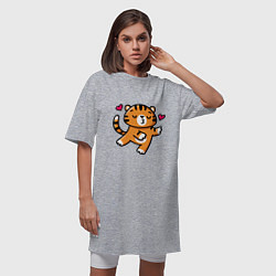 Футболка женская-платье Влюбленный тигр, цвет: меланж — фото 2