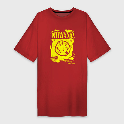Женская футболка-платье Smells Like Teen Spirit, Nirvana / Красный – фото 1