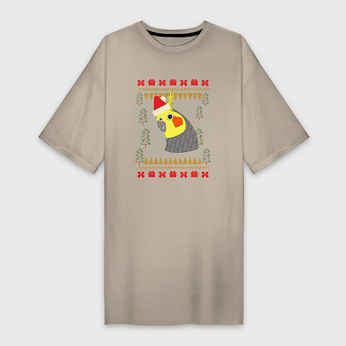 Женская футболка-платье Рождественский свитер Корелла / Миндальный – фото 1
