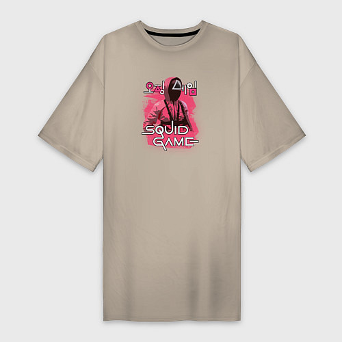 Женская футболка-платье Игра в кальмара: Персонаж / Миндальный – фото 1