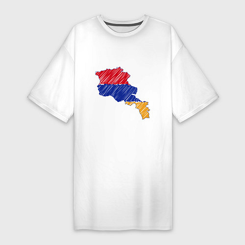 Женская футболка-платье Карта Армения / Белый – фото 1