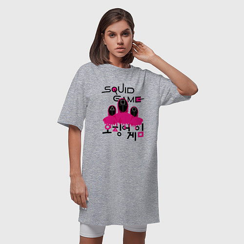 Женская футболка-платье Игра в кальмара: Команда / Меланж – фото 3