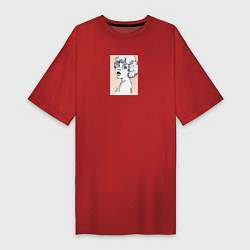 Футболка женская-платье Аристократка, цвет: красный