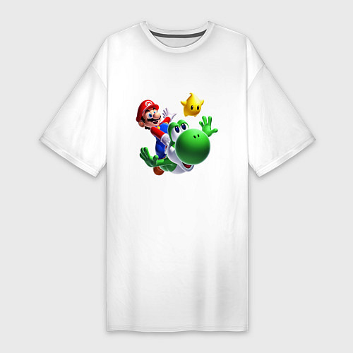 Женская футболка-платье Mario&Yoshi / Белый – фото 1