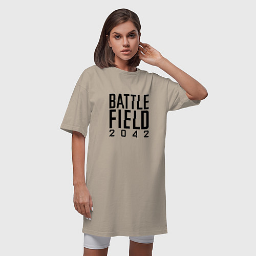 Женская футболка-платье BATTLEFIELD 2042 LOGO БАТЛФИЛД 2042 ЛОГО / Миндальный – фото 3