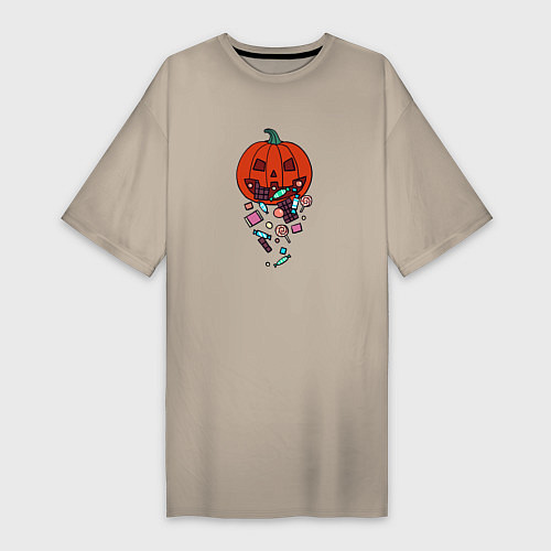 Женская футболка-платье Pumpkin Puke / Миндальный – фото 1