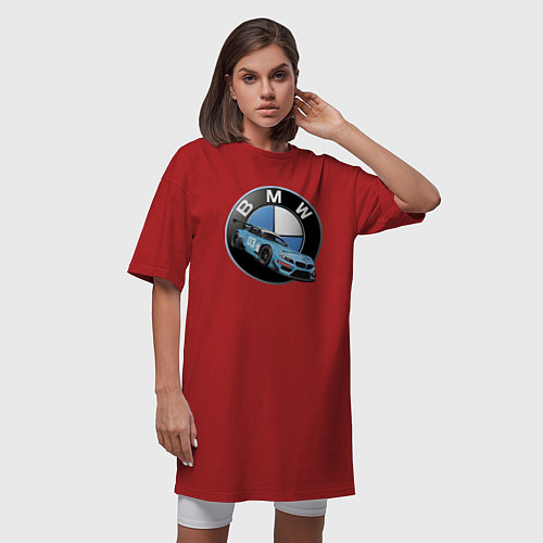 Женская футболка-платье BMW самая престижная марка автомобиля / Красный – фото 3