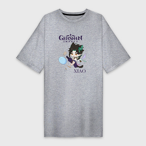 Женская футболка-платье Genshin Impact mini XiaoСяо / Меланж – фото 1
