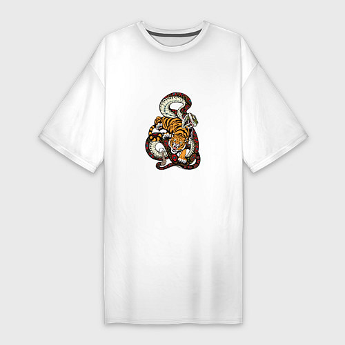 Женская футболка-платье Змея и Тигр / Белый – фото 1