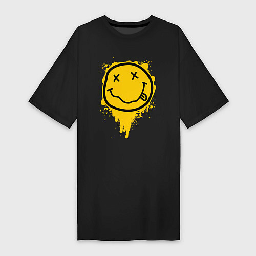 Женская футболка-платье NIRVANA SMILE НИРВАНА СМАЙЛ / Черный – фото 1