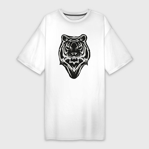 Женская футболка-платье Tiger print / Белый – фото 1
