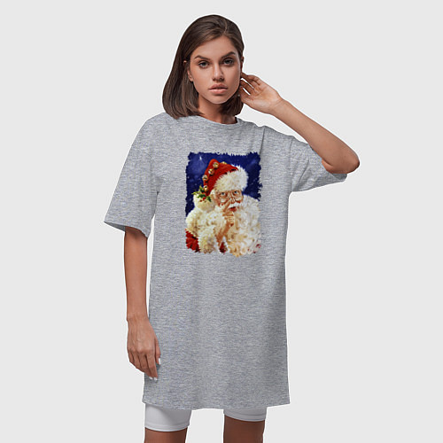 Женская футболка-платье Добрый прикольный дедуля / Меланж – фото 3