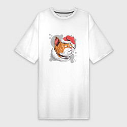 Женская футболка-платье Christmas Cat