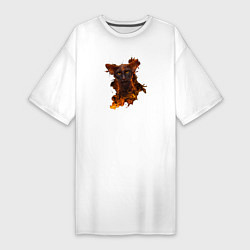 Женская футболка-платье Дикий кот в огне