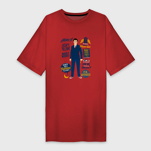 Женская футболка-платье Доктор кто теннант / Красный – фото 1